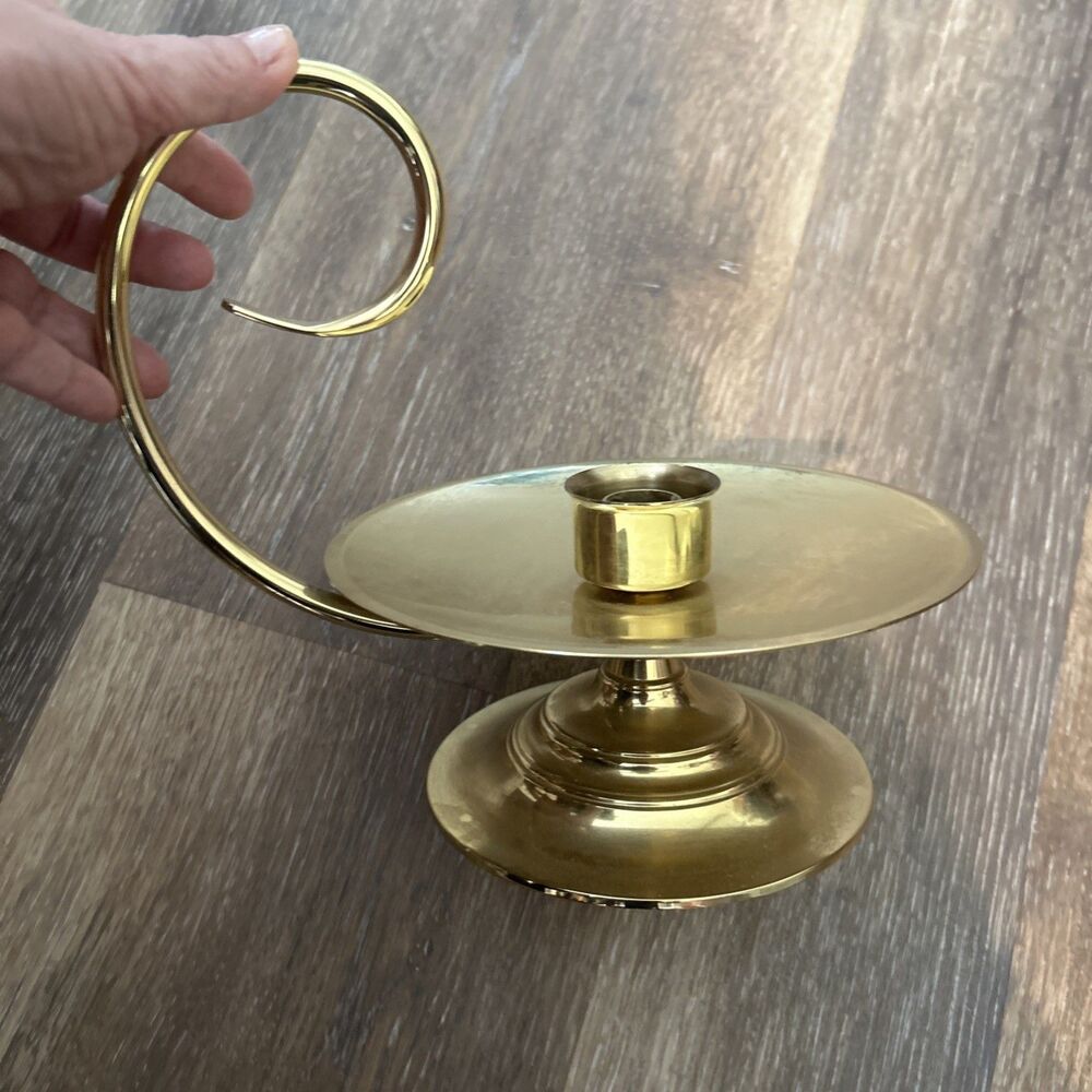 E389 Large Vintage Baldwin Brass Chamberstick Candle Holder EUC
